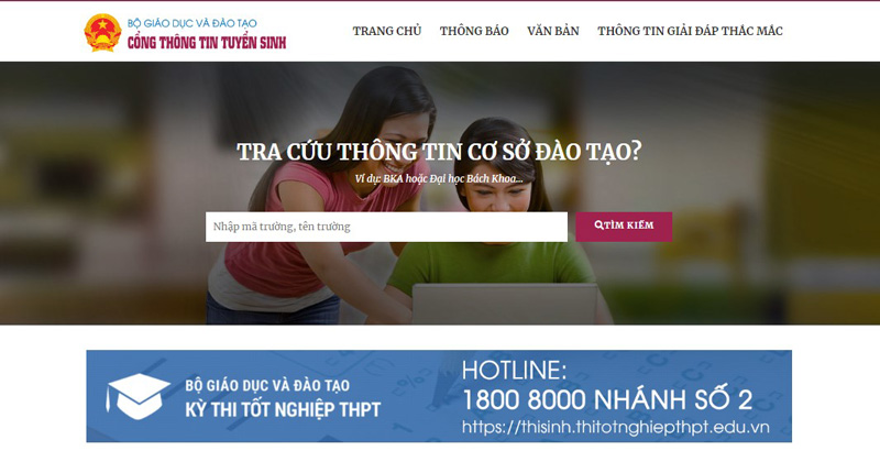 Cách tra cứu mã trường qua Cổng thông tin của Bộ GD&ĐT