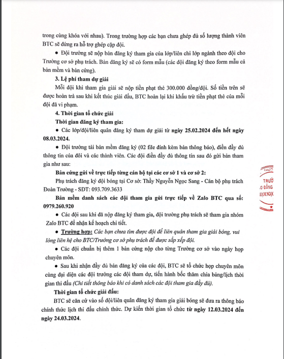 Kế hoạch tổ chức giải b&oacute;ng đ&aacute; nam 2024 mừng ng&agrave;y th&agrave;nh lập Đo&agrave;n TNCSHCM