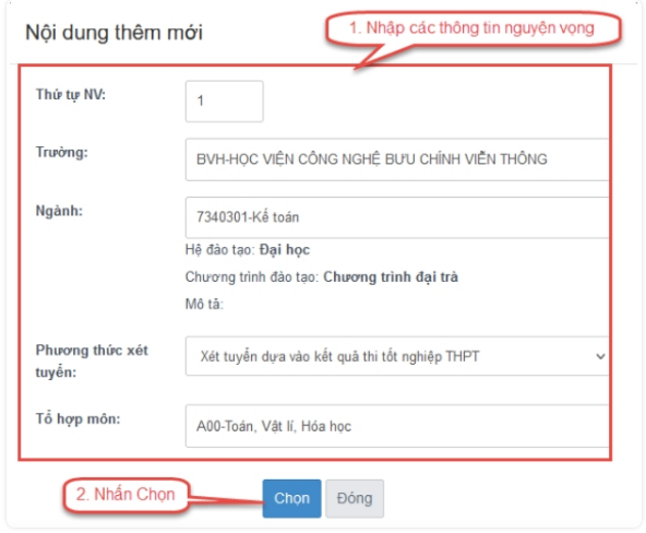 Hướng dẫn đăng k&yacute; x&eacute;t tuyển nguyện vọng Đại học