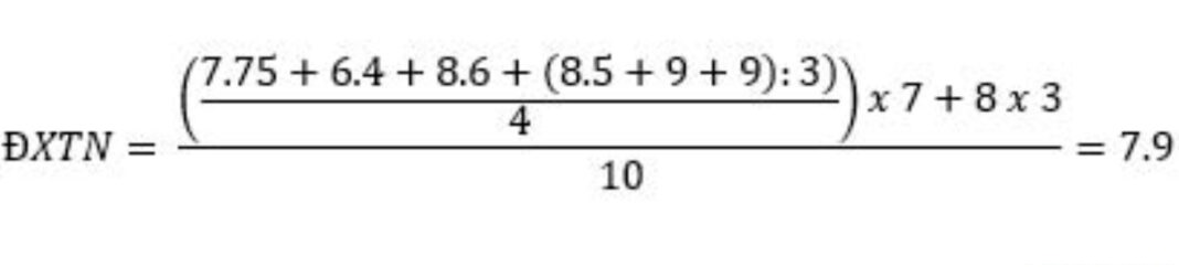 V&iacute; dụ c&ocirc;ng thức t&iacute;nh điểm tốt nghiệp 2024 hệ THPT 