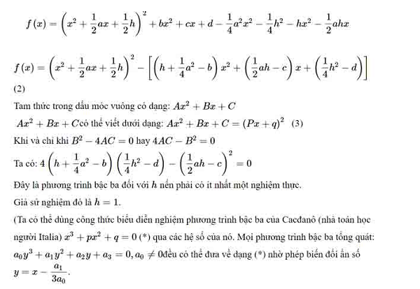 giải bất phương tr&igrave;nh bậc 4
